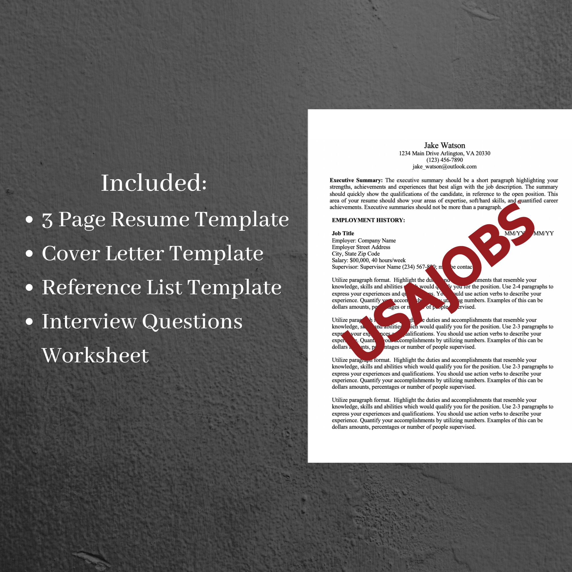 Sample Resume for Canadian Federal Government Job Federal Resume Template Government Resume Template Usajobs – Etsy …