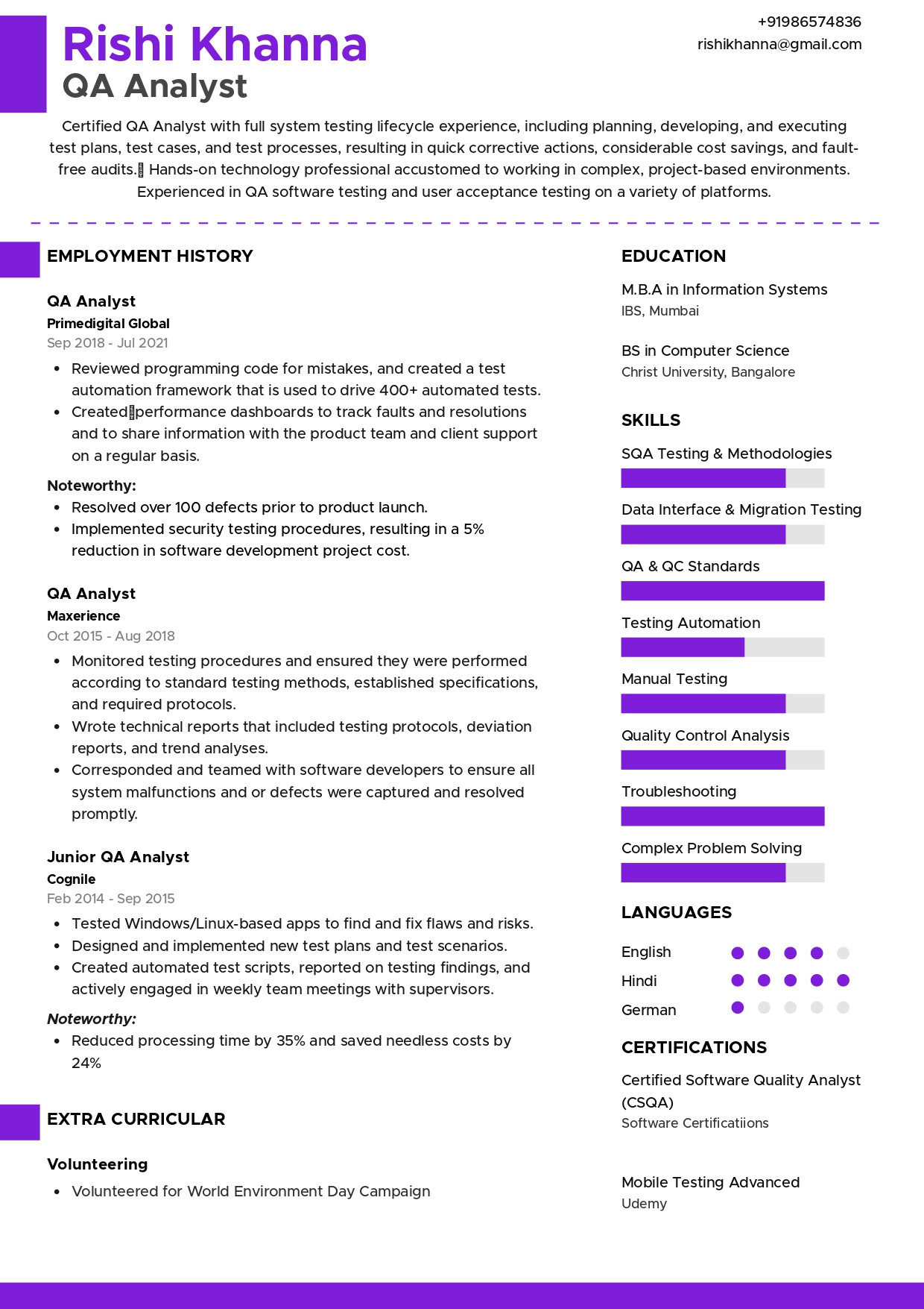 Sample Resume for Data Quality Analyst Sample Resume Of Qa Analyst with Template & Writing Guide Resumod.co