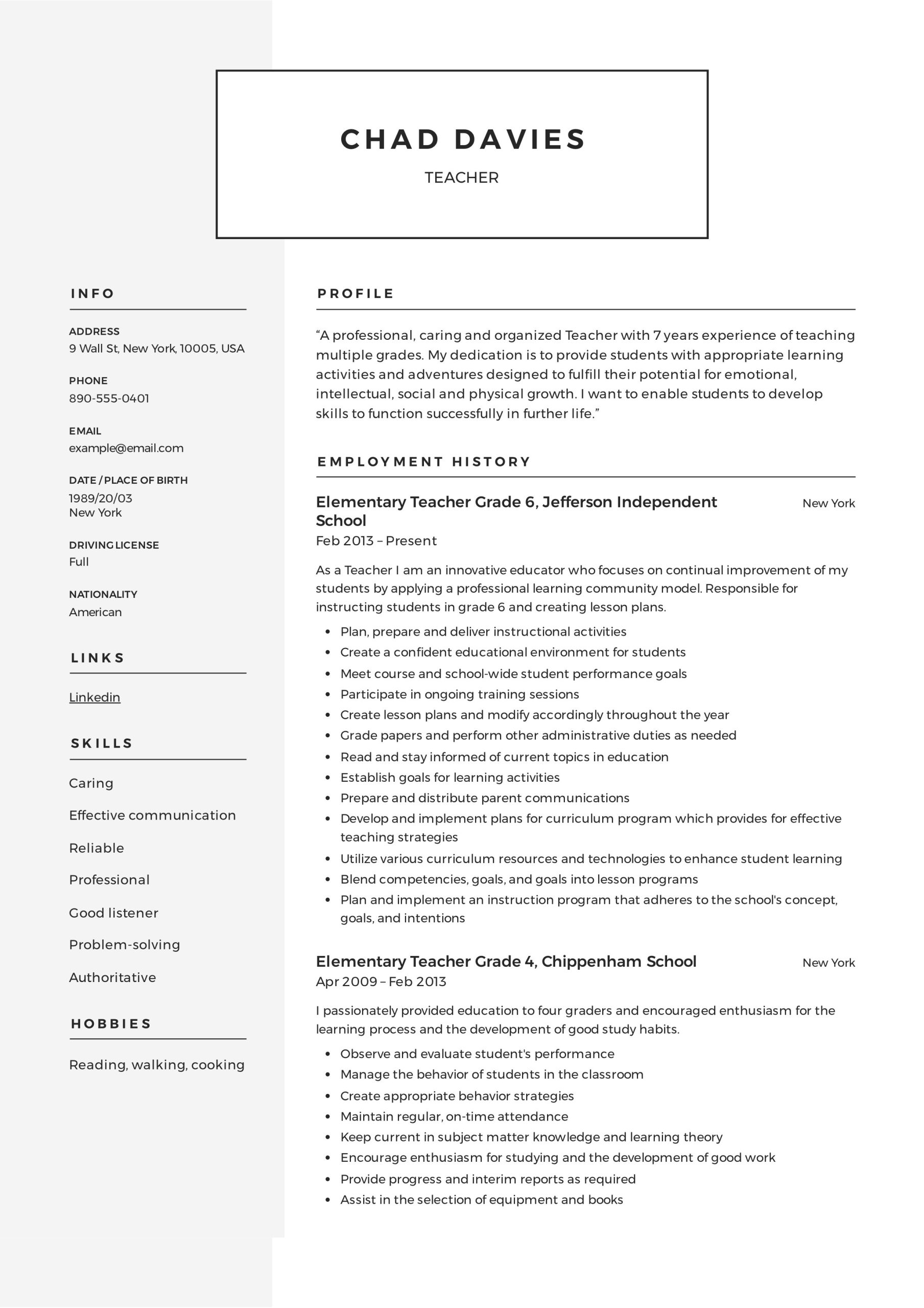 Sample Resume for Elementary Education Teacher Teacher Resume & Writing Guide 12 Samples Pdf Sample Resume for Elementary Education Teacher Teacher Resume & Writing Guide 12 Samples Pdf