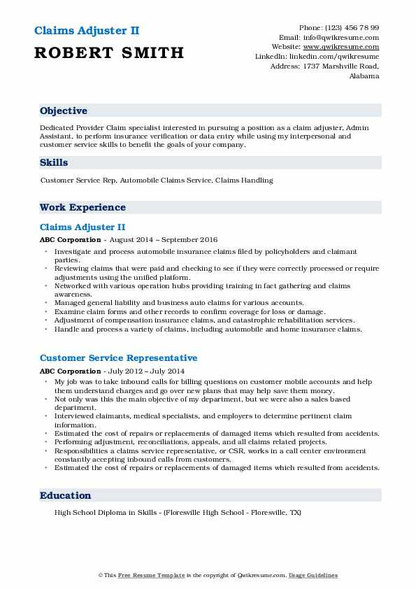 Sample Resume for Entry Level Claims Adjuster Claims Adjuster Resume Samples