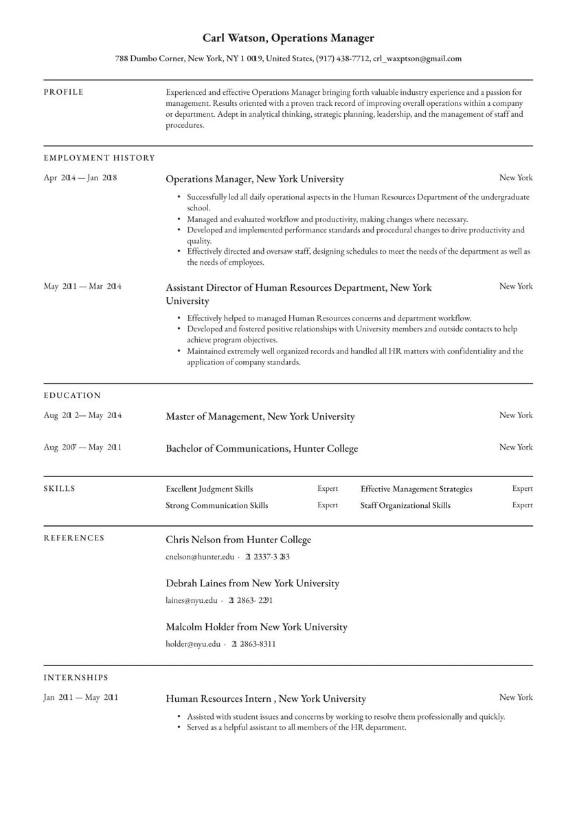 Sample Resume for Experienced Operations Manager Operations Manager Resume Examples & Writing Tips 2022 (free Guide)