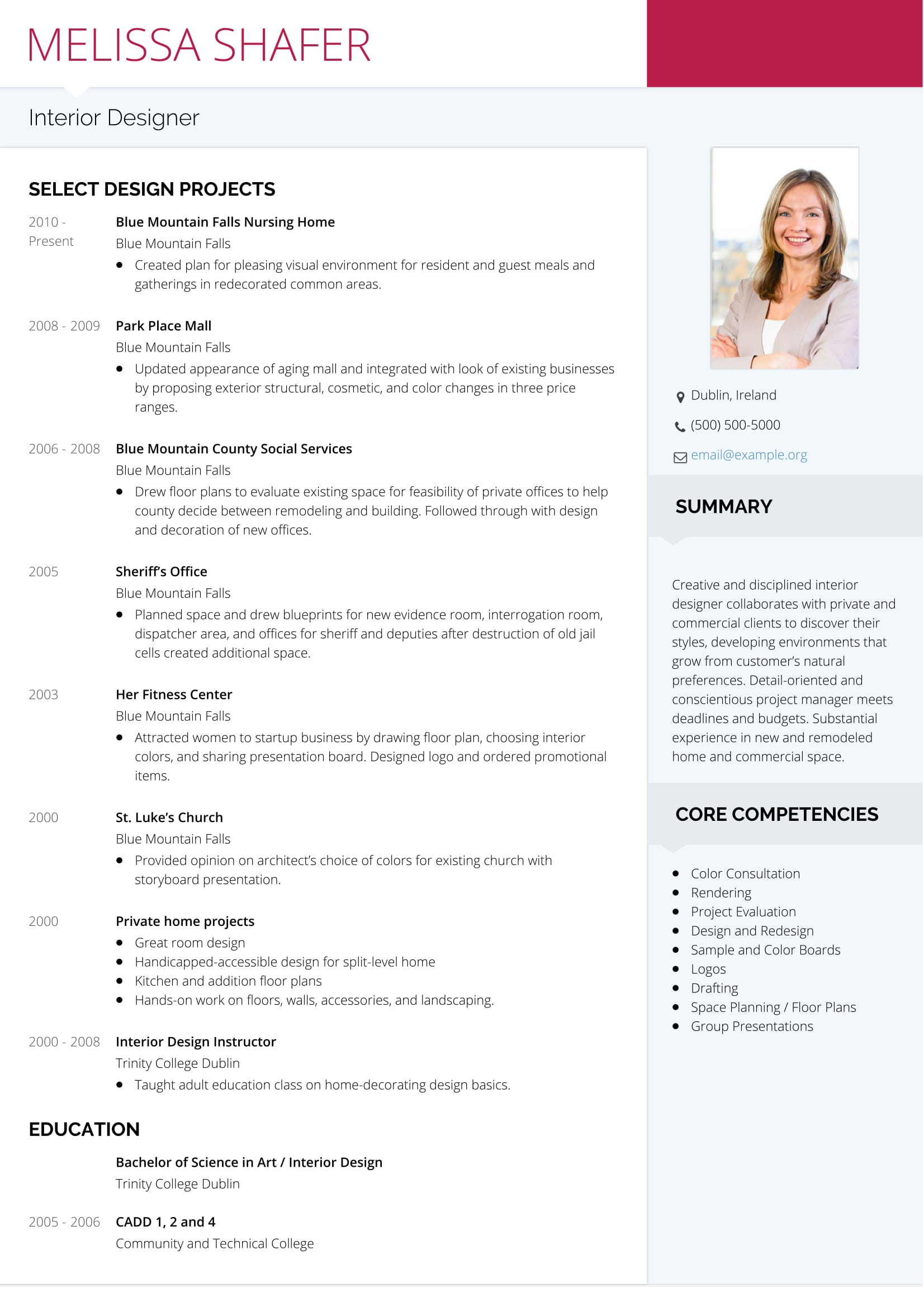 Sample Resume for Interior Design Internship Interior Designer Cv Template October 2021