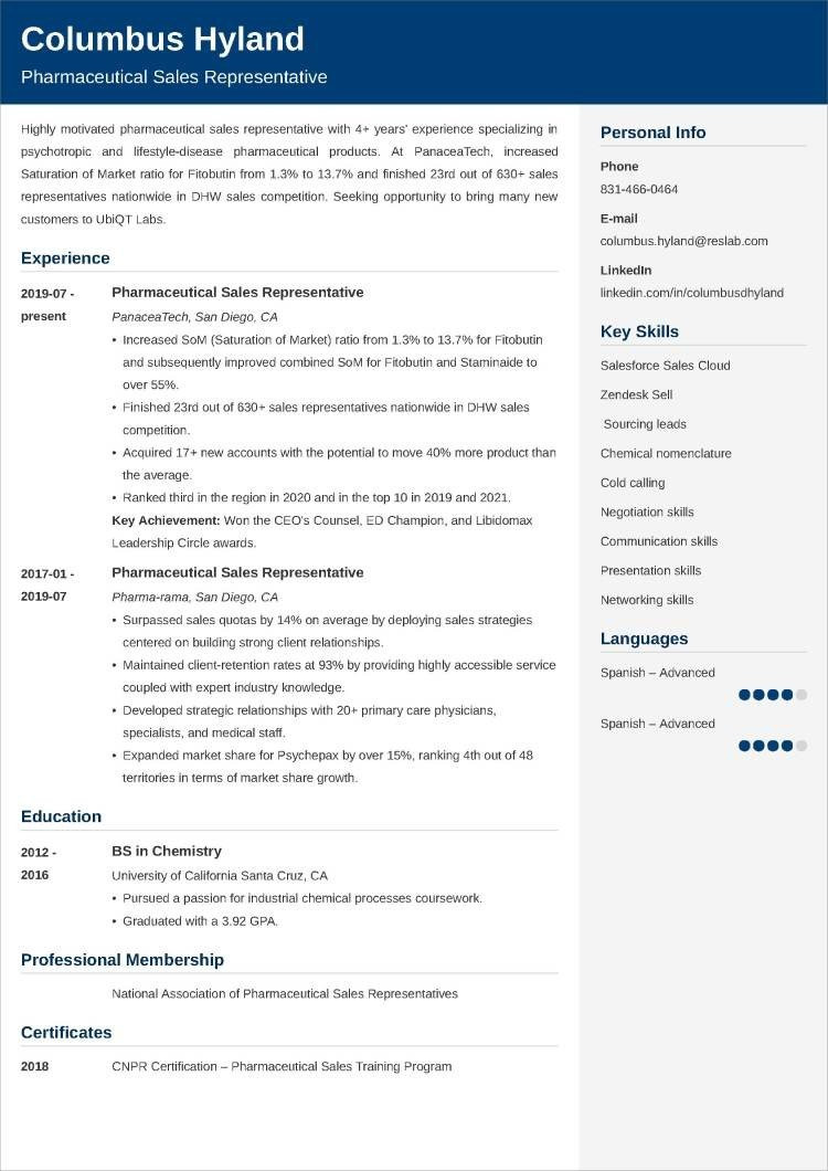 Sample Resume Objectives for Pharmaceutical Sales Pharmaceutical Sales Resume [also for Entry-level Rep]