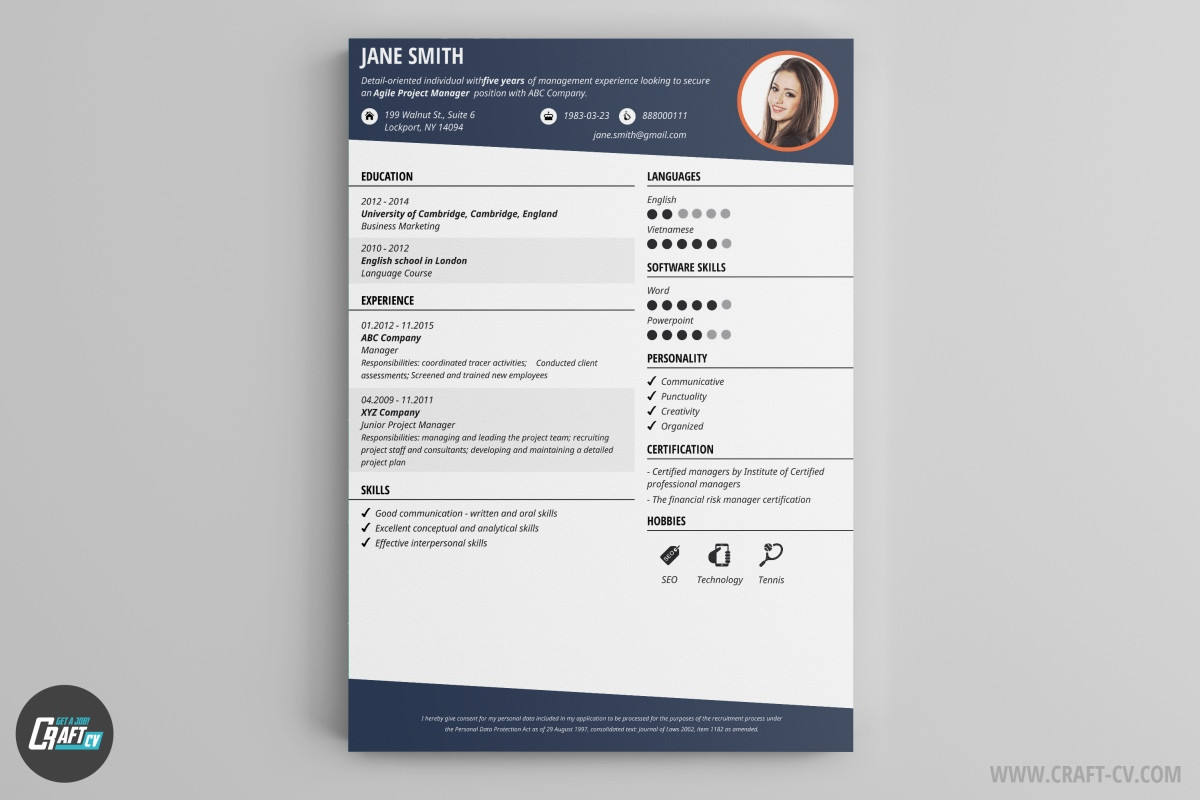 Sample Resume with Header and Footer Cv Maker Professional Cv Examples Online Cv Builder Craftcv
