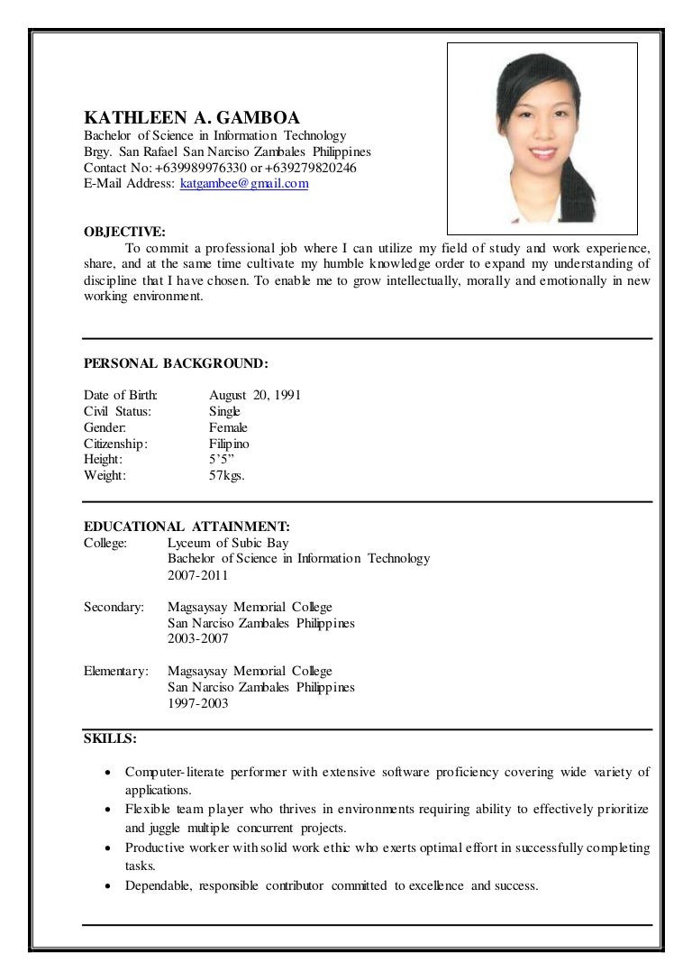 Sample Resume with Height and Weight Resume Writing Service Philippines, top Resume and Essays Writing …
