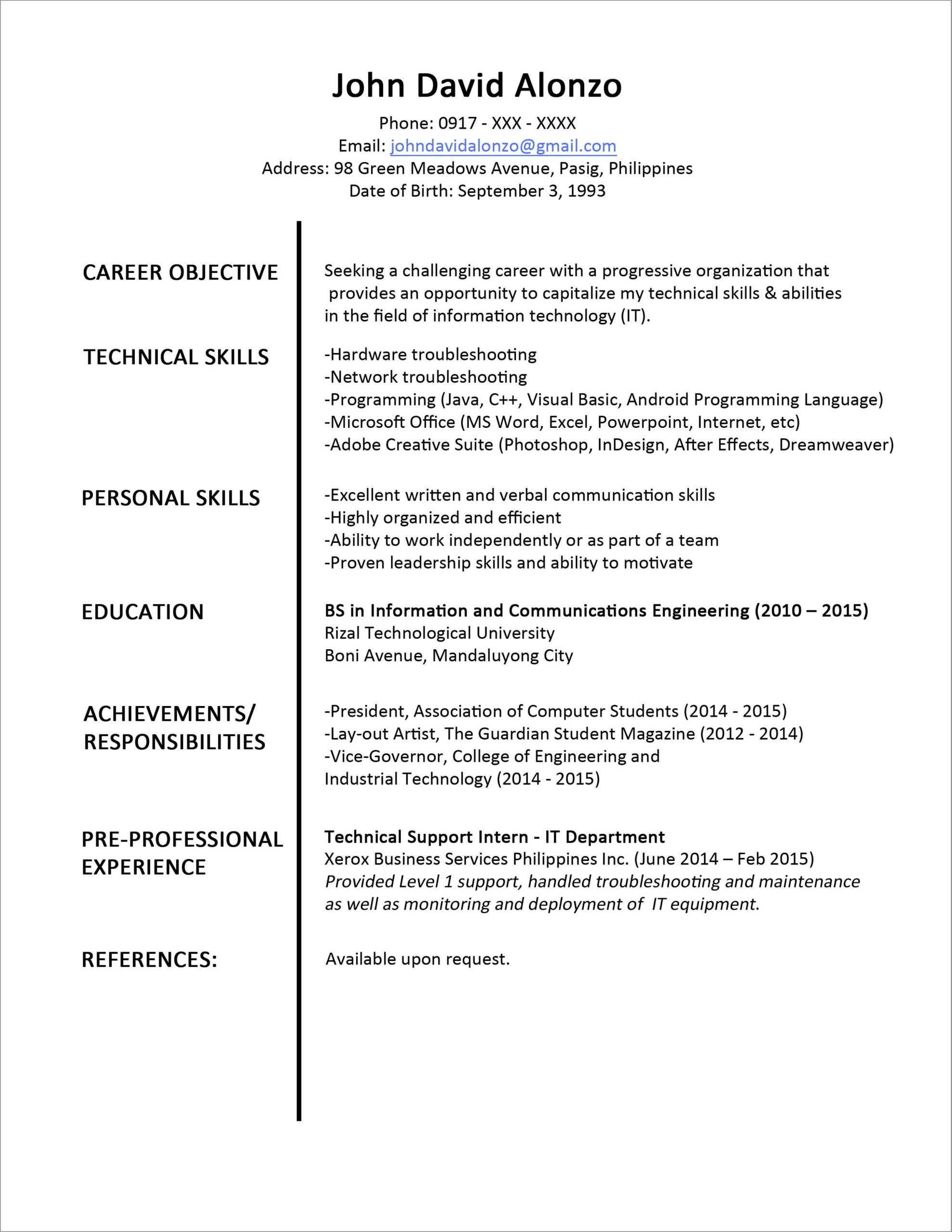 Samples Of Resume Objectives for Grad School Resume Sample for Fresh Graduate Newest Sample Resume format for …