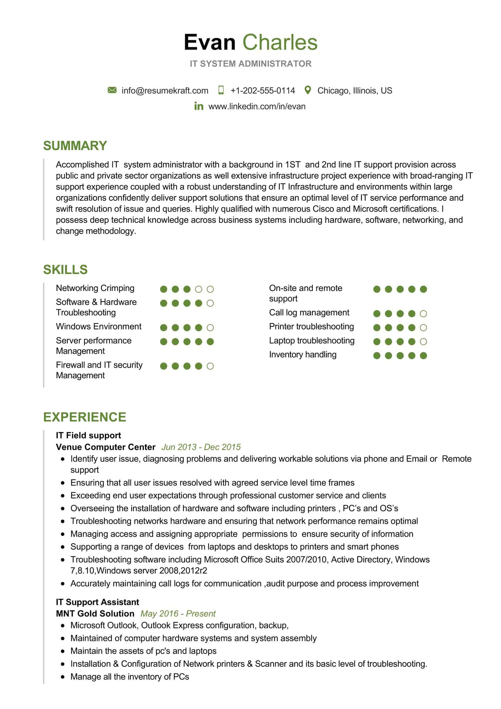 7 Years Linux Resume Samples Roles and Responsibilities It System Administrator Resume Sample 2022 Writing Tips …