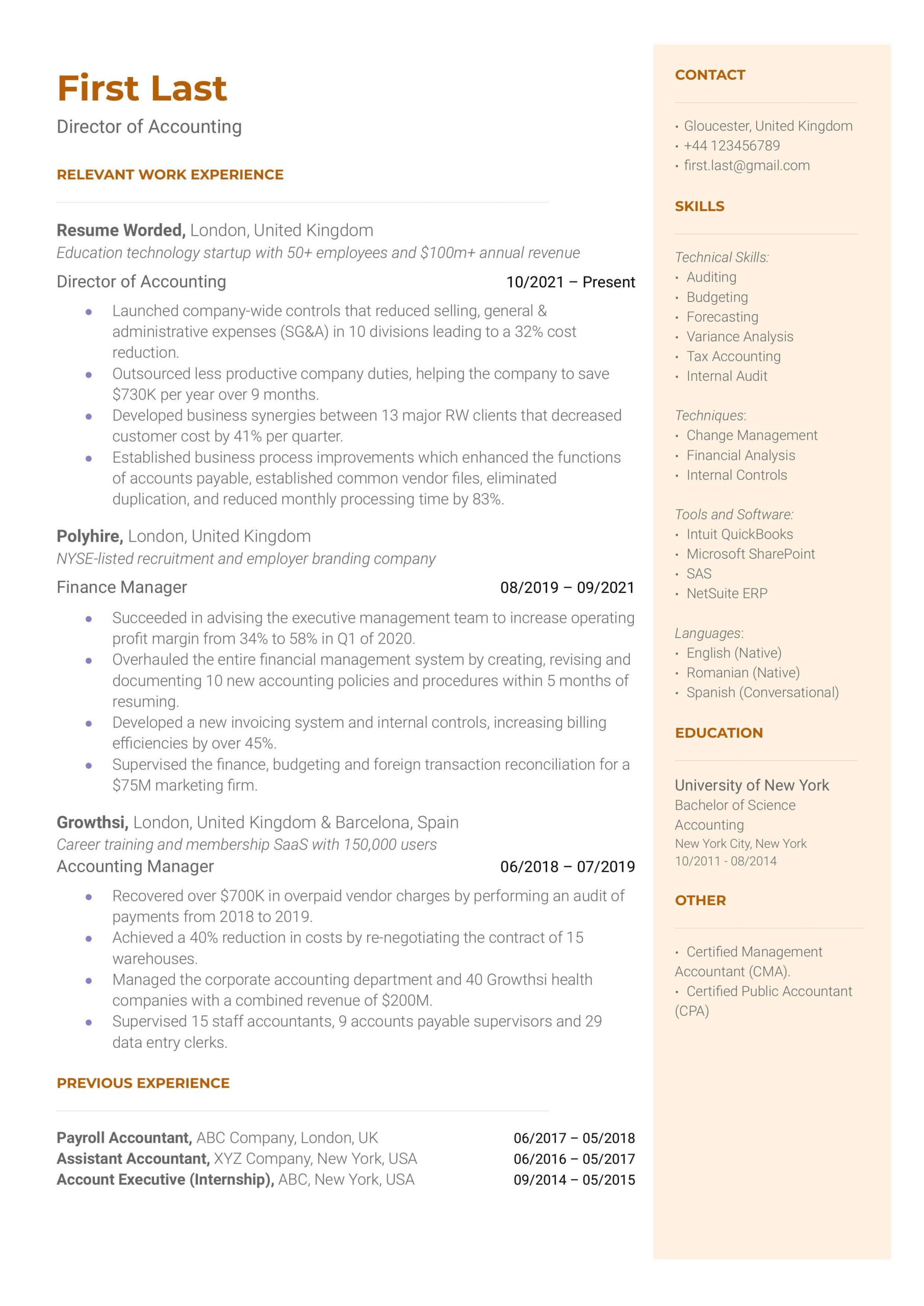 Entry Level Tax Accountant Resume Sample Tax Accountant Resume Example for 2022 Resume Worded