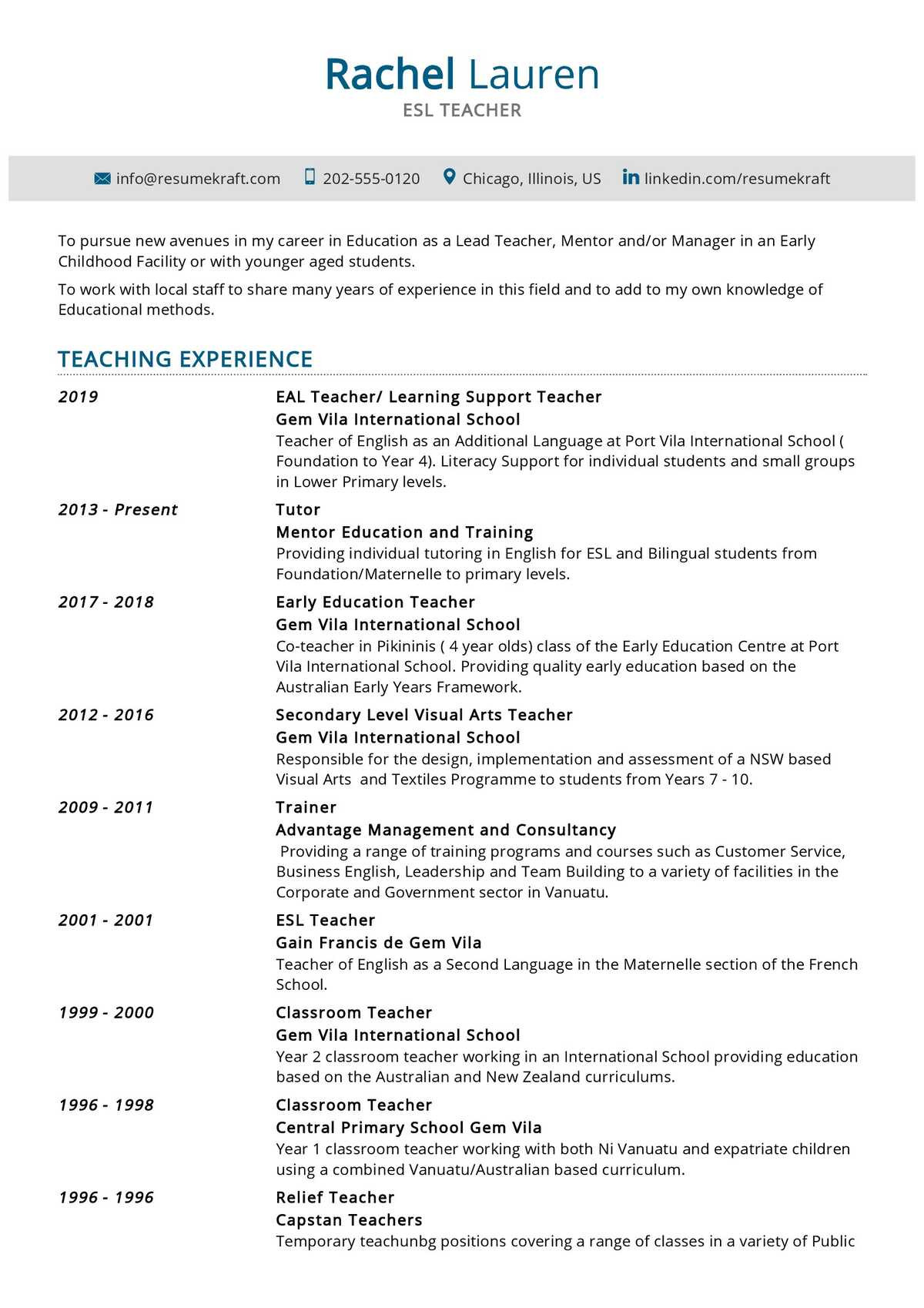 Resume Sample for Esl Teaching Position Esl Teacher Resume Sample 2022 Writing Tips – Resumekraft