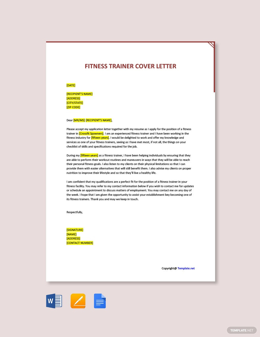Sample Cover Letter for Resume Personal Trainer Trainer Cover Letters Templates – format, Free, Download …