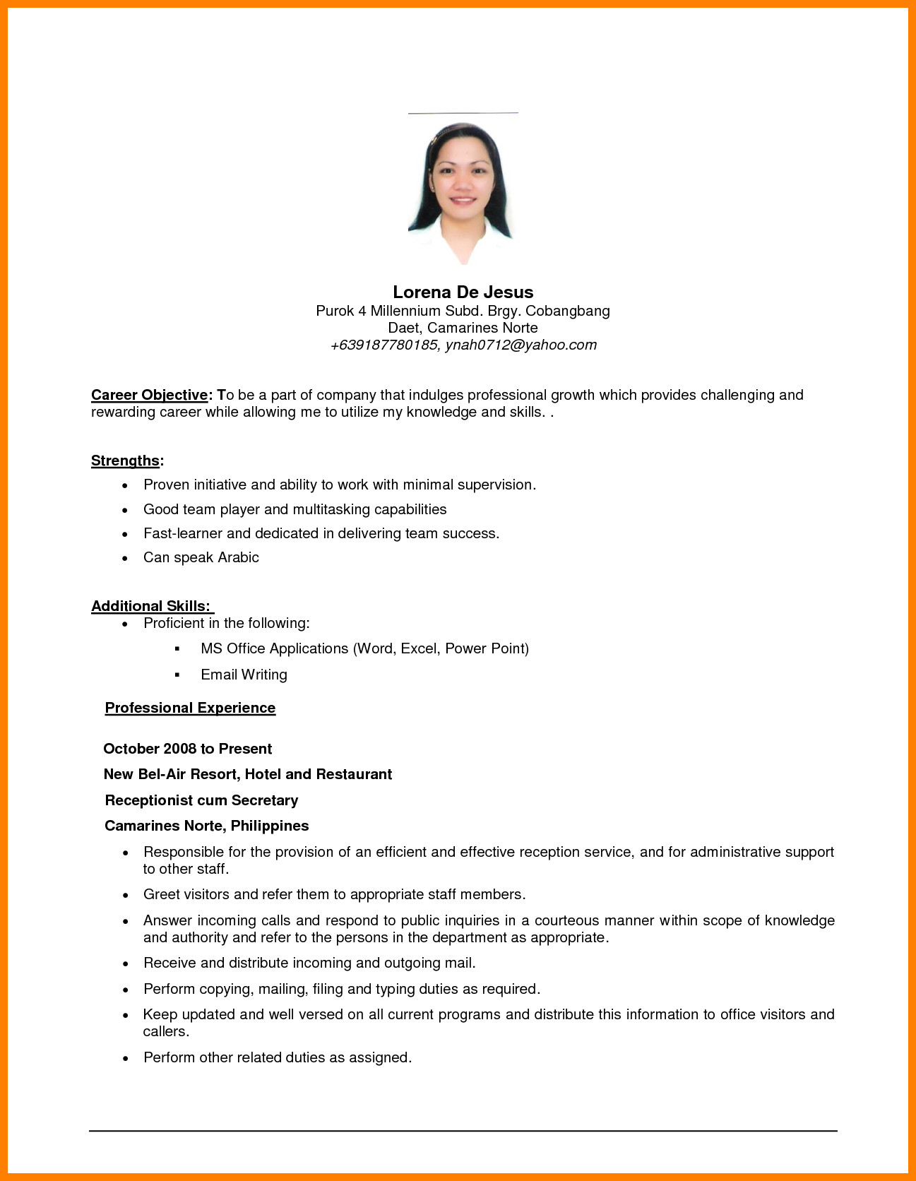 Sample Job Objectives for A Resume Resume Objective Sample Puter Skills Examples for