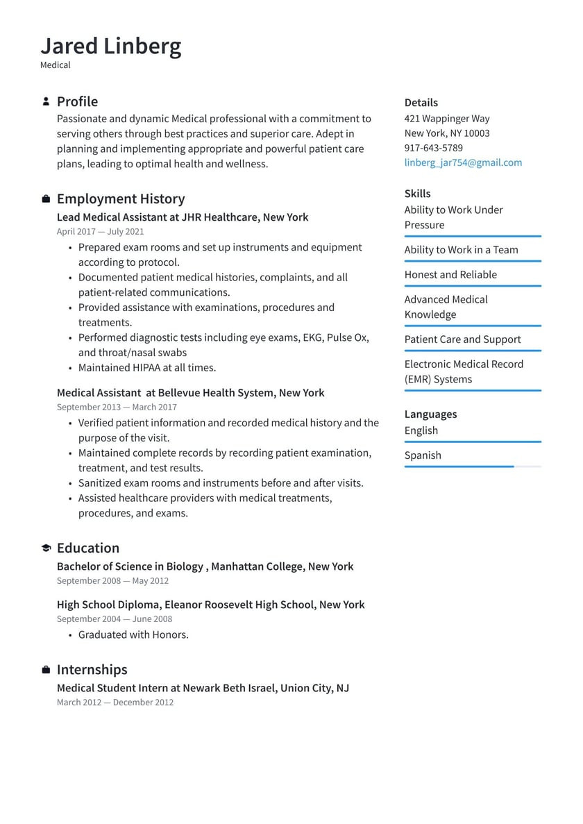 Sample Resume for after Medical School Medical Resume Examples & Writing Tips 2022 (free Guide) Â· Resume.io