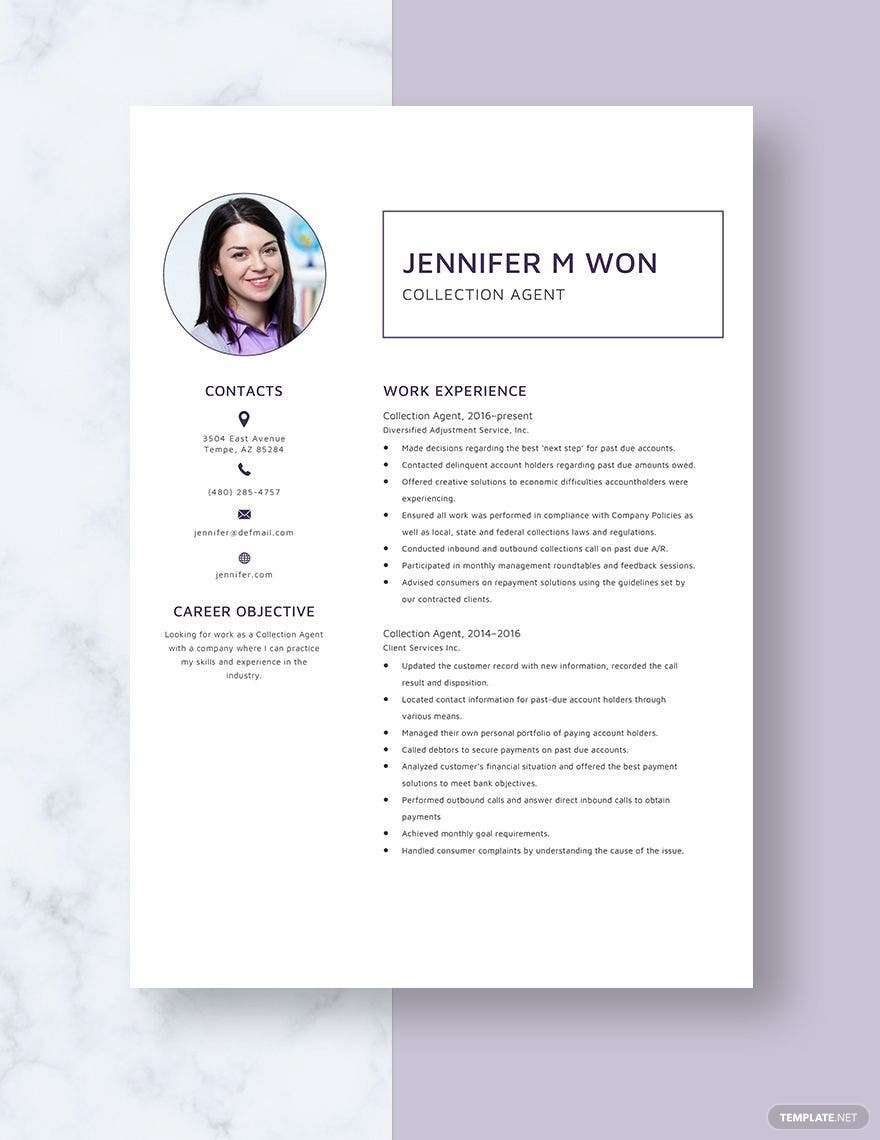 Sample Resume for Debt Collection Agent Free Free Collection Agent Resume Template – Word, Apple Pages …