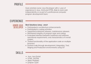 1 Year Experience Resume Sample for Java Junior Java Developer Resume Samples & Templates [pdflancarrezekiqword] 2022 …