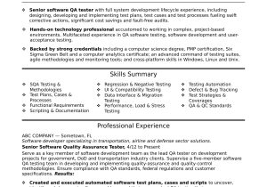 1 Year Experience Resume Sample for Testing Experienced Qa software Tester Resume Sample Monster.com