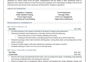 2nd Engineer Objective Resume Sample Seafarers First Mate Resume Example