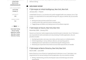 4 Years Experience Qa Resume Sample It Qa Analyst Resume & Guide 14 Templates Free