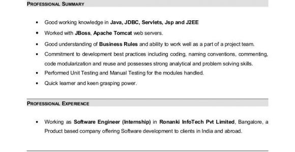 6 Months Experience Resume Sample In software Engineer Resume format for 6 Months Experience In Java – Resume Templates …