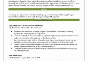 Adjunct Professor Resume Samples with No Experience Cover Letter for Adjunct Professor Position No Teaching