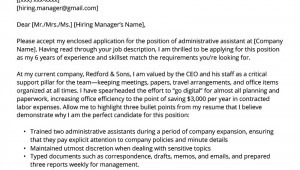 Administrative assistant Resume Cover Letter Sample Administrative assistant Cover Letter Example & Tips