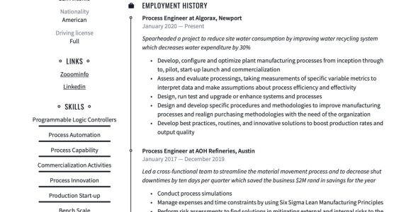 Advanced Process Control Engineer Resume Sample 17 Process Engineer Resume Examples & Guide 2022