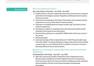 Advanced Process Control Engineer Resume Sample Automation Controls Engineer Student Resume 2022 Writing Tips … Advanced Process Control Engineer Resume Sample Automation Controls Engineer Student Resume 2022 Writing Tips …