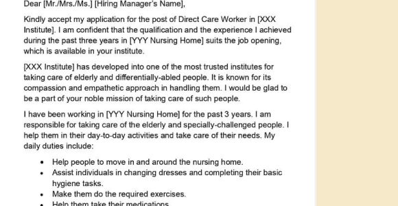 Aged Care Resume Cover Letter Sample Direct Care Worker Cover Letter Examples – Qwikresume