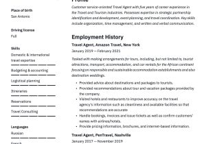 Airline Reservation Agent Resume Summary Sample Travel Agent Resume & Writing Guide  17 Templates Pdf & Word