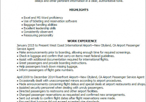 Airport Customer Service Agent Resume Sample Airport Passenger Service Agent Resume Templates