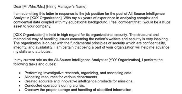 All source Intelligence Analyst Sample Resume All source Intelligence Analyst Cover Letter Examples – Qwikresume