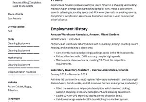 Amazon Warehouse associate Job Resume Sample Amazon associate Resume & Writing Guide  21 Templates 2022