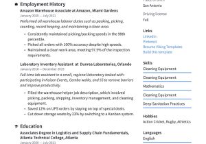 Amazon Warehouse associate Job Resume Sample Amazon associate Resume & Writing Guide  21 Templates 2022