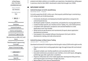 Android 1 Year Experience Resume Sample android Developer Resume Guide & Examples  20 Pdf’s 2022