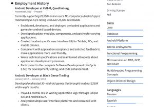 Android Developer Resume Template Free Download android Developer Resume Guide & Examples  20 Pdf’s