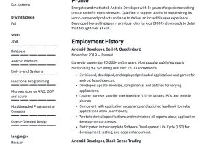 Android Development Related Resumes Early Career Sample android Developer Resume Guide & Examples  20 Pdf’s 2022