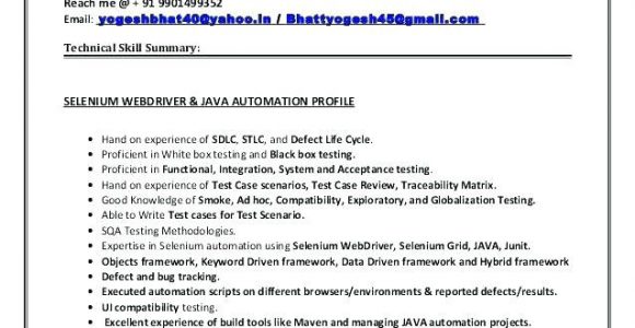 Android Mobile Application Testing Resume Sample Sample Resume for Qtp Automation Testing