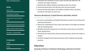 Animal Lab assistant Job Resume Sample Veterinary assistant Resume Examples & Writing Tips 2022 (free Guide)