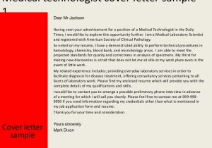 Application Letter and Resume Sample for Medtech Medical Technologist Cover Letter