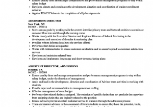 Assistant Director Of Admissions Resume Sample Admissions Director Resume Samples