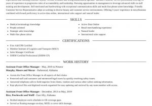 Assistant Front Office Manager Resume Sample assistant Front Fice Manager Resumes