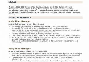 Auto Body Shop Manager Resume Sample Auto Body Shop Technician Resume February 2021