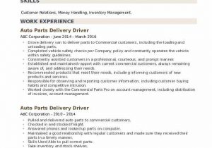 Auto Parts Delivery Driver Resume Sample Auto Parts Delivery Driver Resume Samples