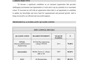 B Tech Ece Fresher Resume Sample Download B Tech Eee 2011 Fresher Resume