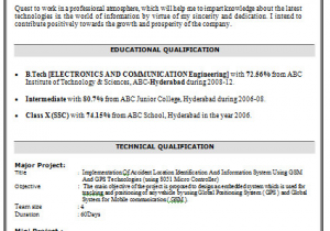 B Tech Ece Fresher Resume Sample Download Over Cv and Resume Samples with Free Download B