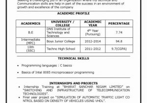 B Tech Ece Fresher Resume Sample Download Sample Resume for Freshers Elegant Sample Resume for B