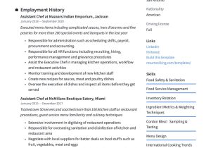 Bakery and Cooking assistant Resume Sample assistant Chef Resume & Writing Guide  18 Templates 2022