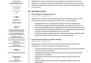 Bank assistant Branch Manager Resume Sample Branch Manager Resume & Guide 20 Templates 2022