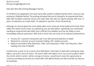 Bank Teller Resume Cover Letter Samples Bank Teller Cover Letter Example
