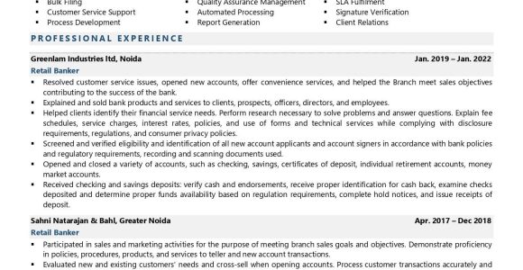 Banking Customer order Management Resume Sample Retail/ Consumer Banker Resume Examples & Template (with Job …