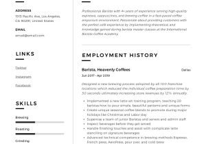 Barista Resume Samples with No Experience Barista Resume & Writing Guide 18 Templates 2022